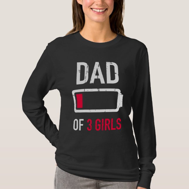 Camiseta Papá de tres chicas regalo de batería baja para el (Anverso)