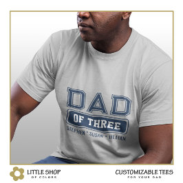 Camiseta Papá de tres estilo universitario personalizable