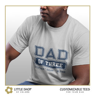 Camiseta Papá de tres estilo universitario personalizable