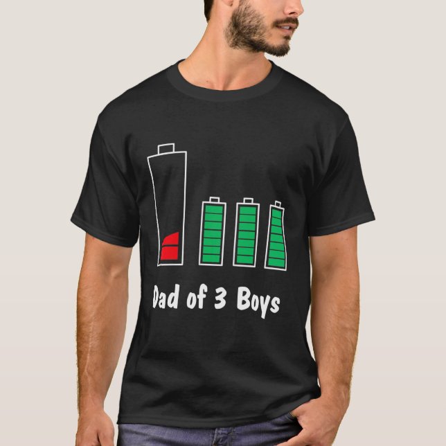 Camiseta Papá de tres niños padre de tres hijos con batería (Anverso)