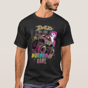 Camiseta Papá De Un Camión Monstruo Y Niña Unicornio Nacida