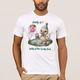 Camiseta Papá de un pato afortunado lindo foto de cumpleaño