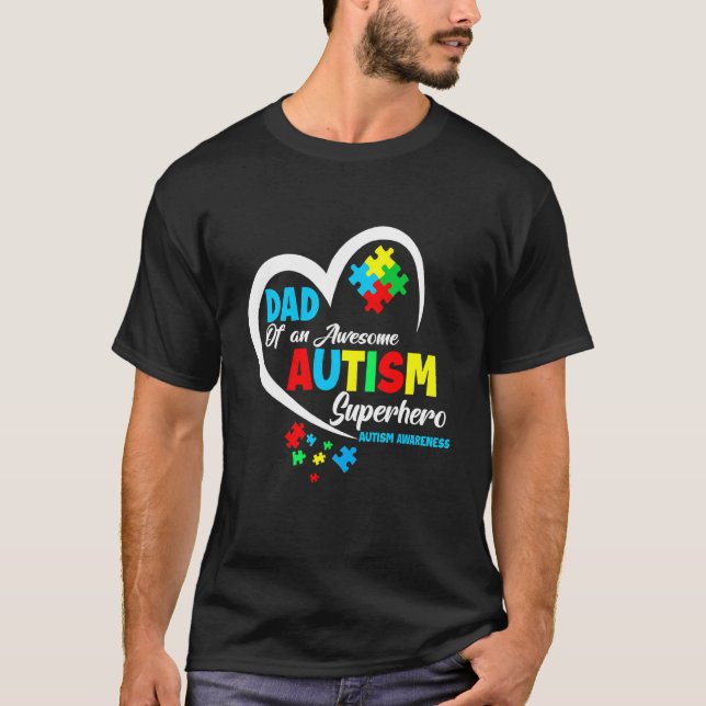 Camiseta Papá De Un Súper Héroe Autista Increíble (Anverso)
