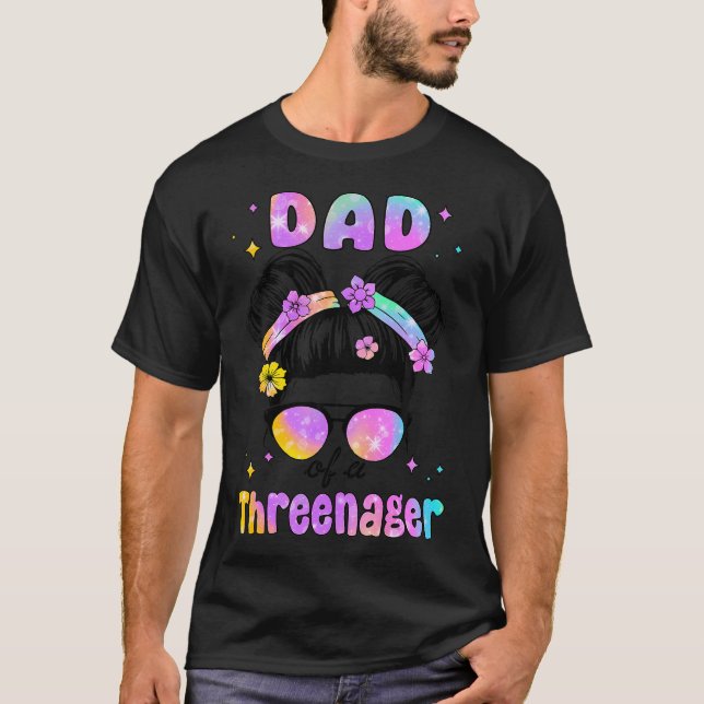 Camiseta Papá De Un Tercer Chica De Cumpleaños De Tres Años (Anverso)
