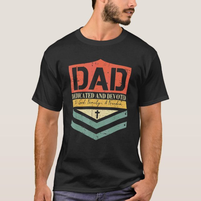 Camiseta Papá dedicó y consagró el día feliz del padre Vint (Anverso)