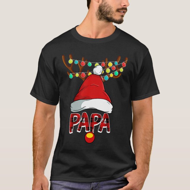 Camiseta Papa Deer Matching Family Christmas Reindeer Face (Anverso)