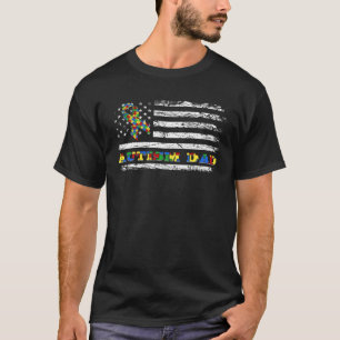 Camiseta Papá del Autismo Bandera de EE. UU. Familia Combin
