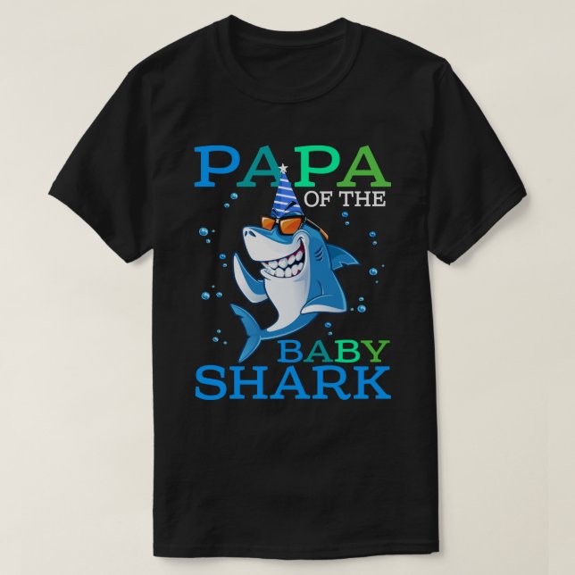 Camiseta PAPA Del Bebé Hermano Tiburón Cumpleaños Shir (Diseño del anverso)