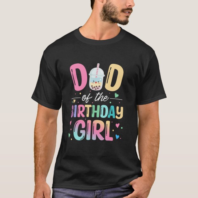 Camiseta Papá Del Chica De Cumpleaños Bubble Boba Tea Fiest (Anverso)