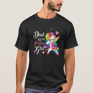 Camiseta Papá Del Chica De Cumpleaños Dabbing Unicorn Coinc