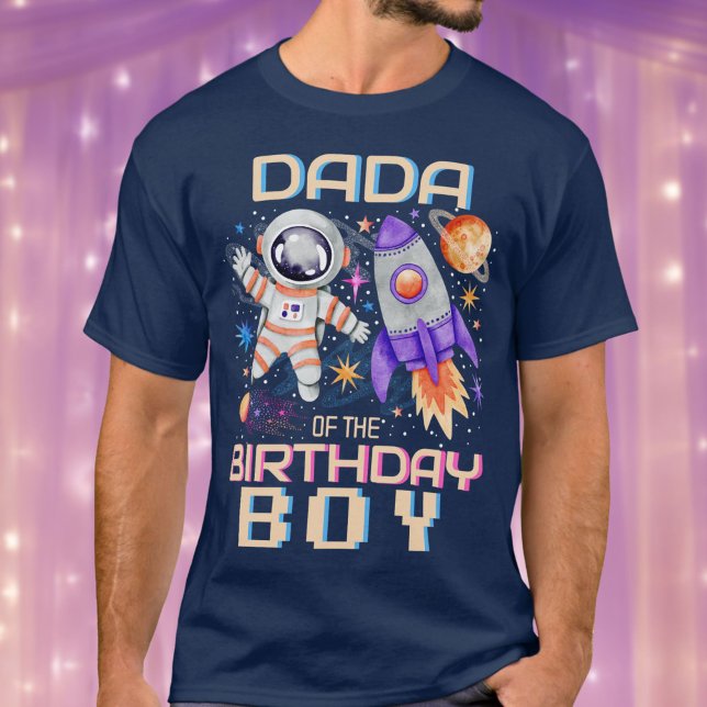Camiseta Papá del cohete de cumpleaños y espacio astronauta (Dad of the Birthday Boy Rocket & Astronaut Space T-Shirt)
