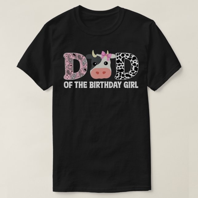 Camiseta Papá del cumpleaños de la granja de vacas Chicas p (Diseño del anverso)