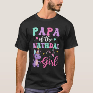 Camiseta Papa Del Cumpleaños Del Chica Dinosaurio T-Rex Fie