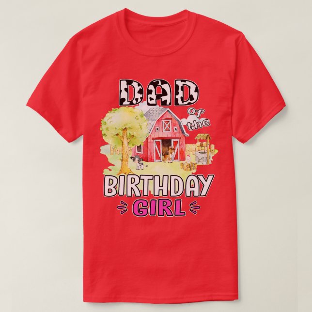 Camiseta Papá del cumpleaños del padre de la granja de vaca (Diseño del anverso)