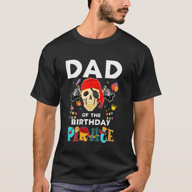 Camiseta Papá del Cumpleaños Pirata Temático Cumpleaños Coi (Anverso)