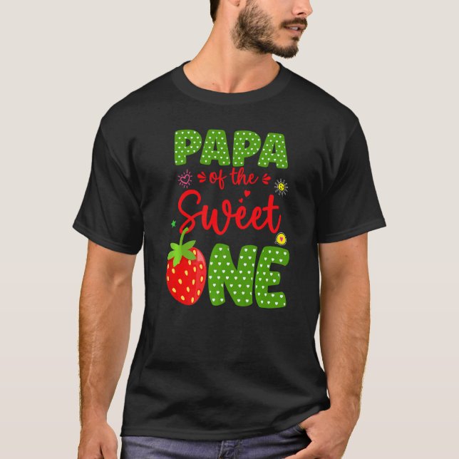 Camiseta Papa Del Cumpleaños Una Fresa Primera Fruta B D (Anverso)