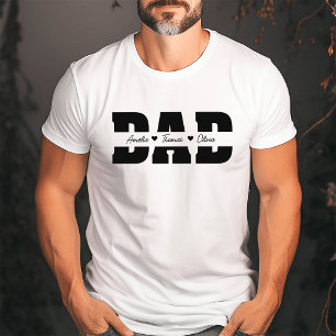 Camiseta Papá del Día del Padre con nombres de niños