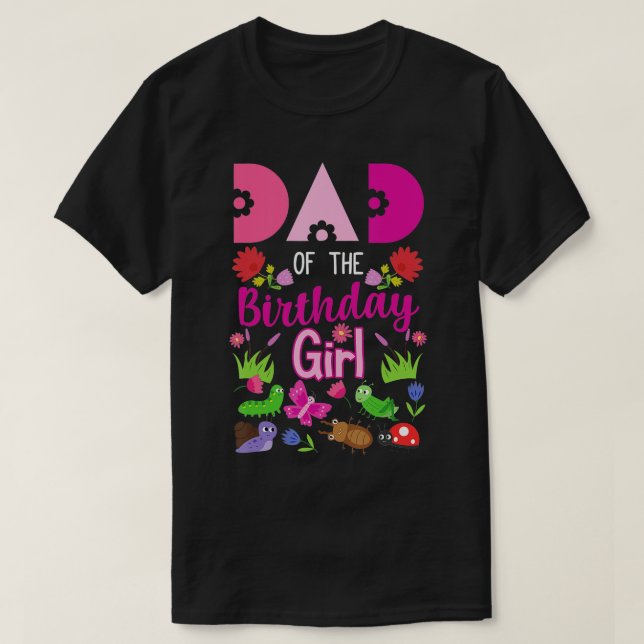 Camiseta Papá Del Fiesta De Bday, Chica De Nacimiento, Bug, (Diseño del anverso)