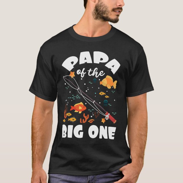 Camiseta Papá Del Gran Tema De La Pesca De Un Cumpleaños Bd (Anverso)