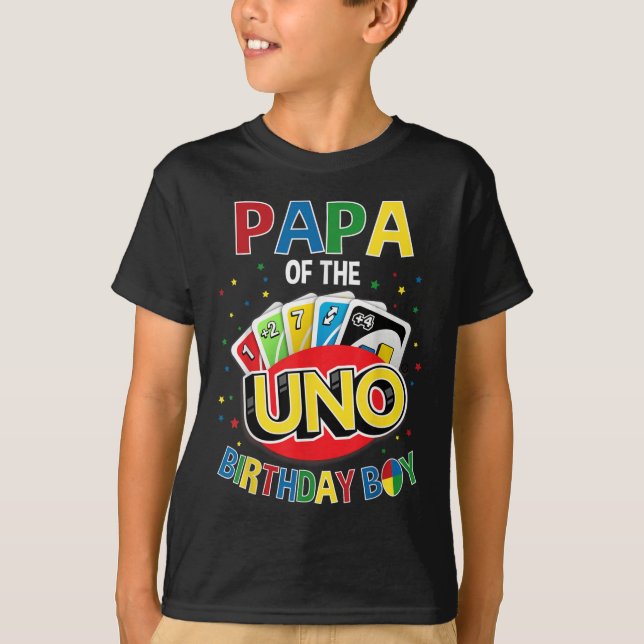Camiseta Papa Del Juego De Birthday Uno Familia B-day Par (Anverso)