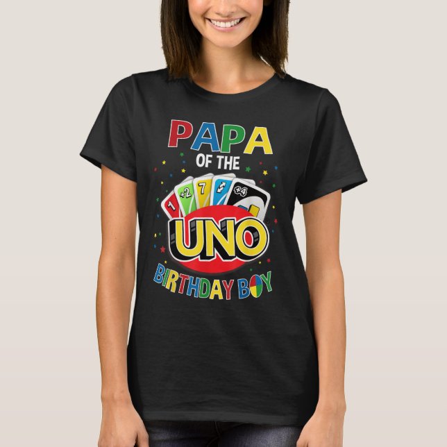 Camiseta Papa Del Juego De Birthday Uno Familia B-day Par (Anverso)
