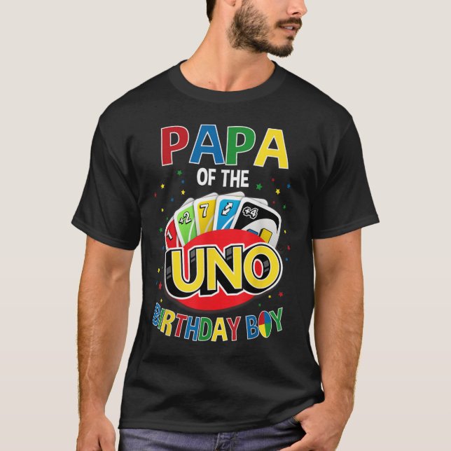 Camiseta Papa Del Juego De Birthday Uno Familia B-day Par (Anverso)