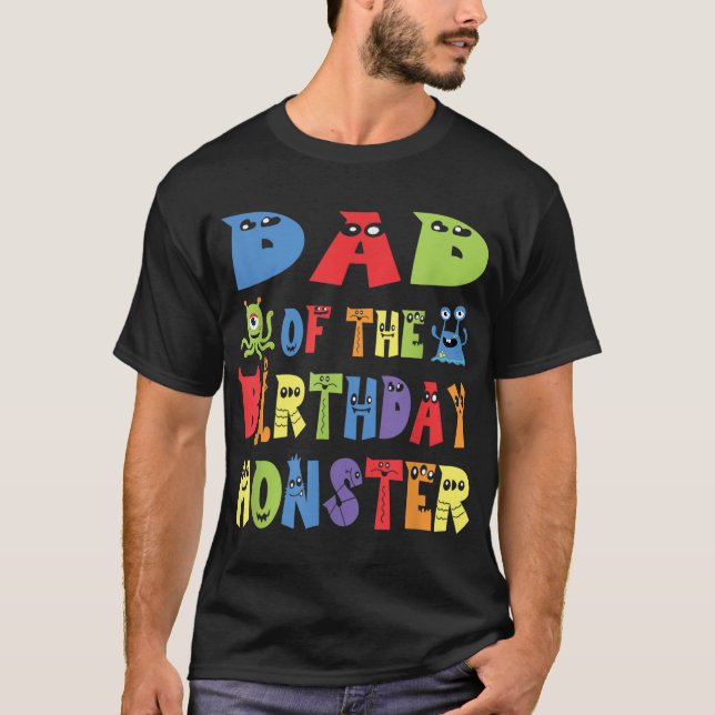 Camiseta Papá Del Monstruo Del Cumpleaños Alien Niño Fiesta (Anverso)