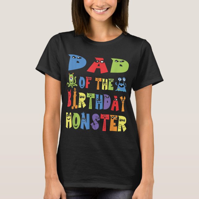 Camiseta Papá Del Monstruo Del Cumpleaños Alien Niño Fiesta (Anverso)