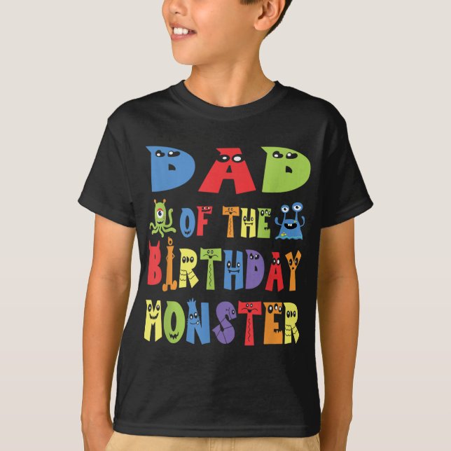 Camiseta Papá Del Monstruo Del Cumpleaños Alien Niño Fiesta (Anverso)