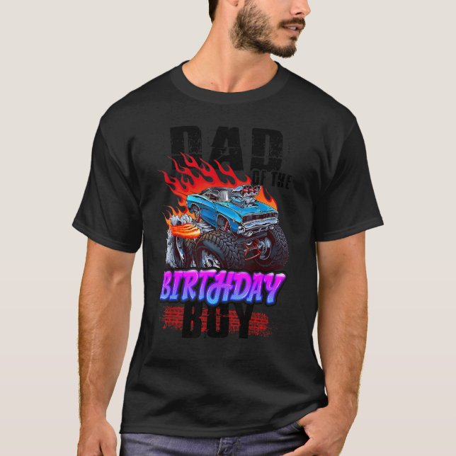 Camiseta Papá Del Monstruo Del Niño De Cumpleaños Camión De (Anverso)
