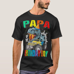 Camiseta Papá Del Monstruo Del Niño Del Cumpleaños Dinosaur