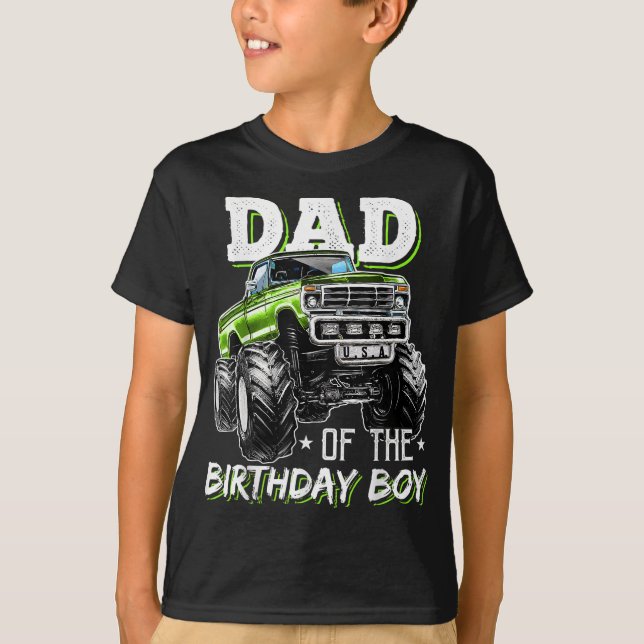 Camiseta Papá del niño cumpleaños monstruo camión (Anverso)