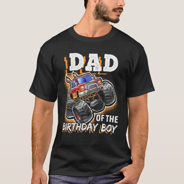 Camiseta Papá del niño cumpleaños monstruo camión (Anverso)