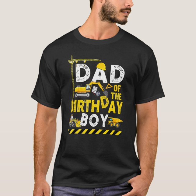 Camiseta Papá Del Niño De Cumpleaños Construcción Familia M (Anverso)
