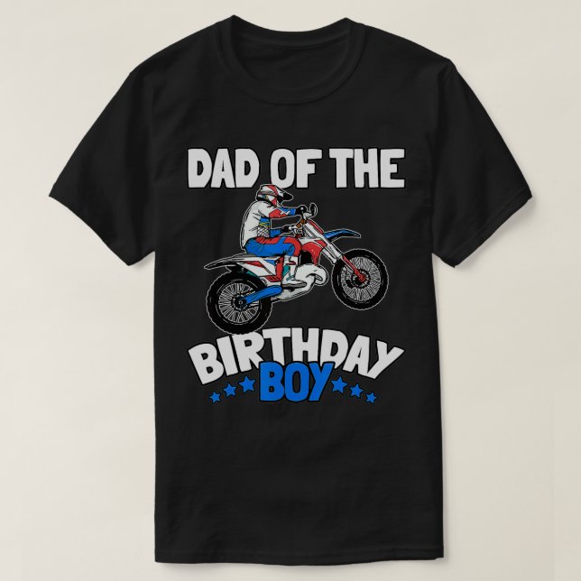 Camiseta Papá del niño de cumpleaños, divertida motocicleta (Diseño del anverso)