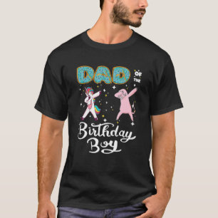 Camiseta Papá Del Niño De Cumpleaños Donut Dabbing Unicorn