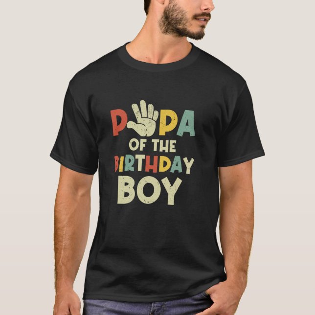 Camiseta Papá Del Niño De Cumpleaños Hola A Cinco Años (Anverso)