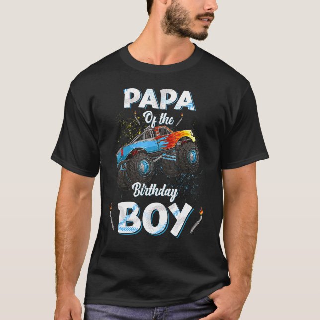 Camiseta Papá Del Niño De Cumpleaños Monstruo Truck Bday Me (Anverso)