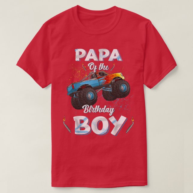Camiseta Papá Del Niño De Cumpleaños Monstruo Truck Bday Me (Diseño del anverso)