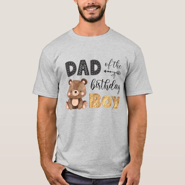 Camiseta Papá del niño de cumpleaños, oso bebé (Anverso)