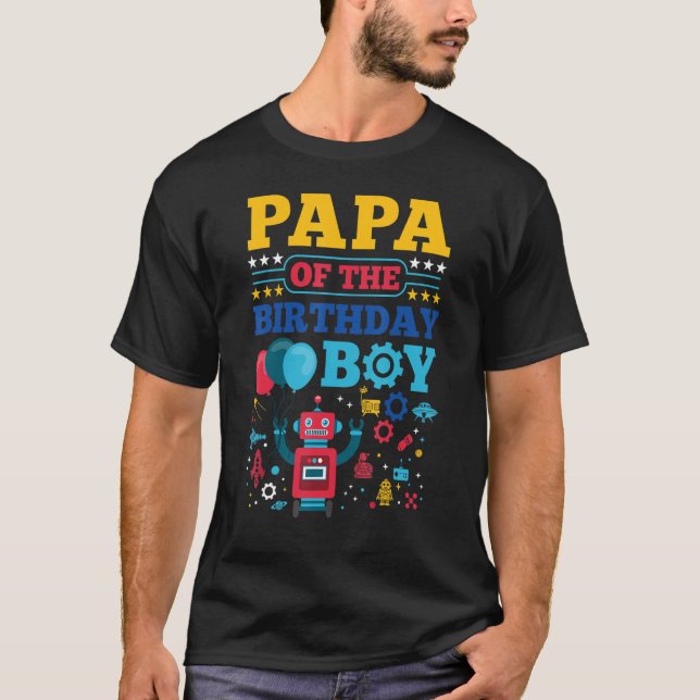 Camiseta Papá del niño de cumpleaños Robot Pareándose con l (Anverso)