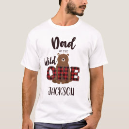 Camiseta Papá del OSO de cuadros del cumpleaños SALVAJE