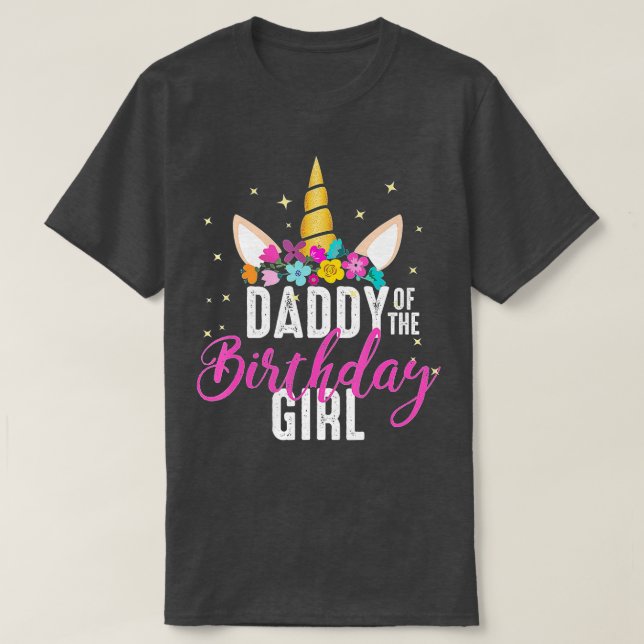 Camiseta Papá Del Padre Chica De Cumpleaños Regalo Unicorn  (Diseño del anverso)
