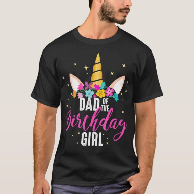 Camiseta Papá Del Padre Chica De Cumpleaños Regalos Unicorn (Anverso)