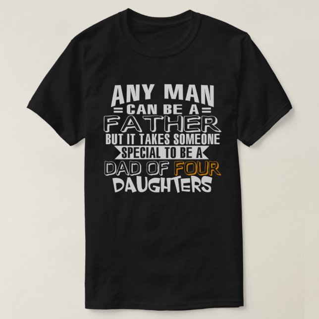 Camiseta Papá del regalo de cuatro hijas (Diseño del anverso)