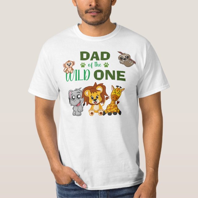 Camiseta Papá del salvaje Safari de una Selva Primer Cumple (Anverso)