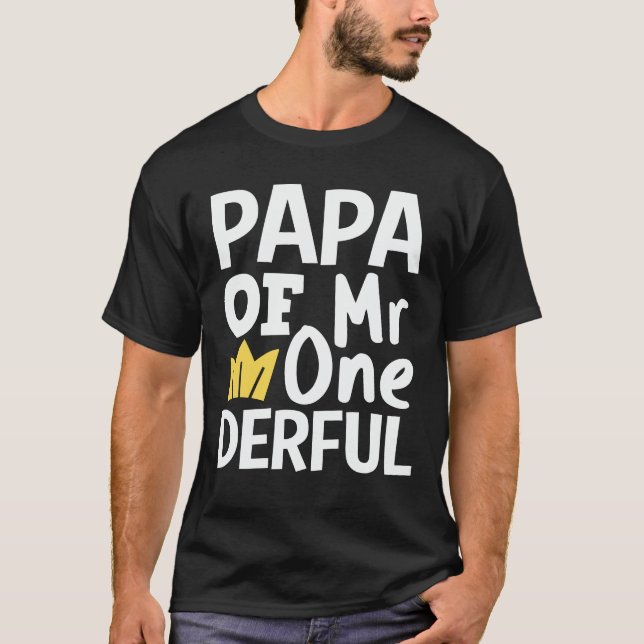 Camiseta Papa del Sr. OneMaravilloso Primer Cumpleaños Fies (Anverso)