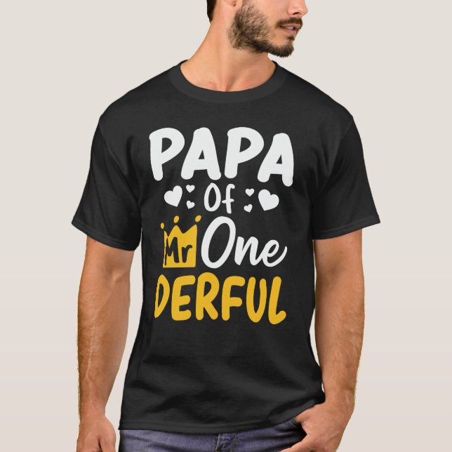 Camiseta Papa del Sr. OneMaravilloso Primer Cumpleaños Fies (Anverso)