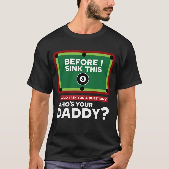 Camiseta Papá divertido del papá de la piscina del billar (Anverso)