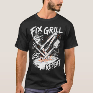 Camiseta Papá Divertido Hombres Arreglar Parrilla Descansar
